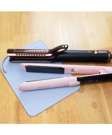 Angily Heat-Resistant Mat for Curling Bars & Styling Tools - Silicone Heat Protection Mat (23cm x 17cm) - Ideal for Smoothing Iron & Hair Curls - Blue - Buy Online on GoSupps.com