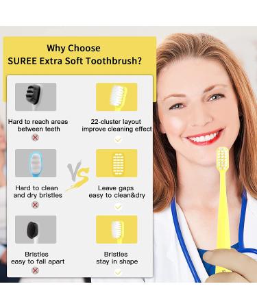 Suree Extra Soft Toothbrush for Sensitive Teeth & Gums - 5 Pack | Ultra Soft Nano Bristles for Adults & Elderly - Buy Online on GoSupps.com