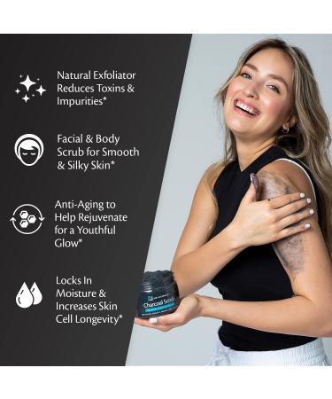 M3 Naturals Charcoal Exfoliating Body Scrub with Collagen & Stem Cell - Gentle Exfoliator for Face & Body - Best Shower Scrub for Men & Women - Bump Eraser & Booty Scrub - Skin Exfoliant (1 Pack) - Buy Online on GoSupps.com