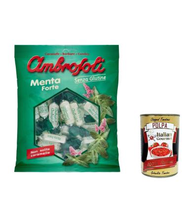 Italian Gourmet E.R. Ambrosoli Strong Mint Candies Money Sweets 150g + Italian Gourmet Pulp 400g Pack of 3