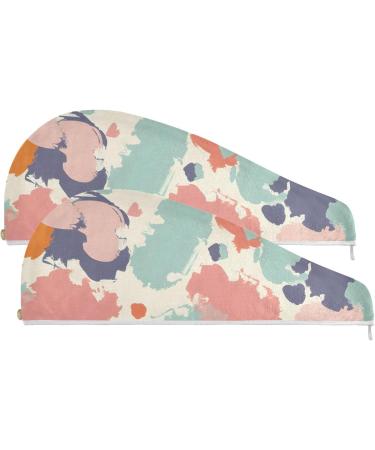 Rainbow Doodle Hair Towel 2 Pack | Super Absorbent Quick Dry Hair Turbans for Women & Girls - Buy Online on GoSupps.com