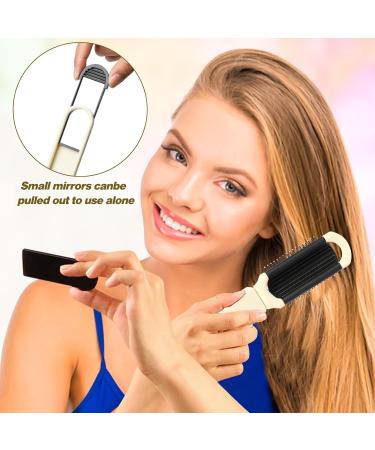 Buy Foldable Hairbrush with Mirror - Portable Mini Pocket Hair Styling Comb for Men Women & Girls | Travel-Friendly Hair Massage Brush in White - Buy Online on GoSupps.com