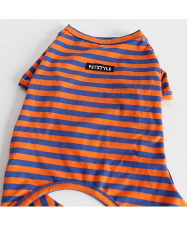 BT BEAR Colorful Striped Dog Pajamas - Soft Cotton Bulldog Costume for Small & Medium Dogs (XXL Blue/Orange) - Buy Online on GoSupps.com