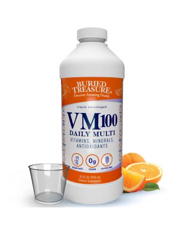 Buried Treasure VM100 Daily Multi - 32 Servings Liquid Vitamins Minerals Supplement with Dose Cup