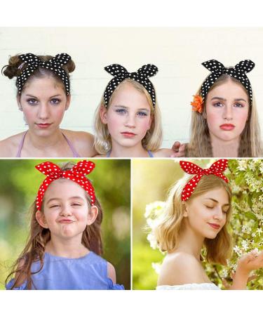 Red Polka Dot Rockabilly Forehead Straps for Women | 2-Piece Bow Wire Headband - Retro Hair Accessories & Perfect Gift for Girls - Buy Online on GoSupps.com