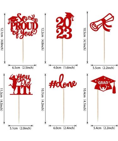 Pack of 24 Graduation Cake Decorations Graduation Cupcake Toppers Graduation Cake Decorations Cake Toppers for Graduation Parties Graduation Proms Red - Buy Online on GoSupps.com