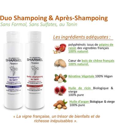 Tannin Straightening Kit - Sharmel - Made in France - Enriched with grape extract Polyphenol (Straightening Kit + Shampoo & Conditioner 4x150mL) Juego de 4 piezas - Buy Online on GoSupps.com