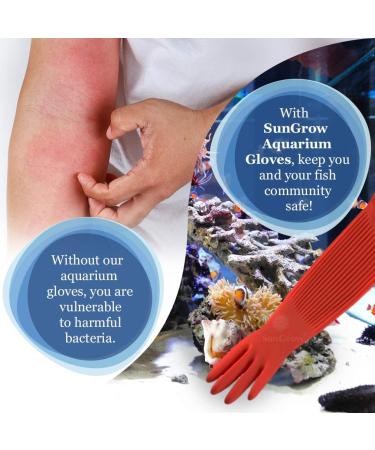 SunGrow Long Latex Aquarium Gloves - Waterproof, Comfortable, Medium Size with Elastic Band for Aquarium Use - Buy Online on GoSupps.com