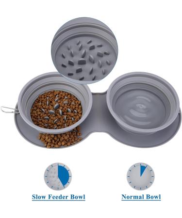 Filhome Foldable Dog Bowl - Double Travel Bowl for Pets | Portable Food & Water Dish | Slow Feeder for On-the-Go Dogs - Buy Online on GoSupps.com