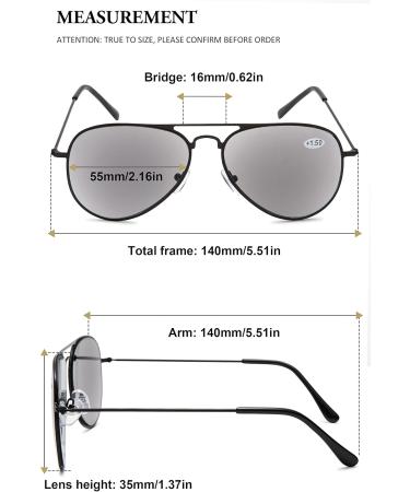 LANOMI Men's Pilot Sunglasses & Reading Glasses - UV400 Classic Metal Black - Perfect for Driving Fishing & Travel (1.5x) - Buy Online on GoSupps.com