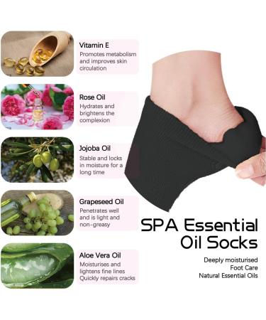 AiNinXun 2 Pairs Moisturizing Gel Socks Women Men Non-Slip Soft Cotton Spa Silicone Moisturizing Socks Lining Infused with Essential Oils Vitamins Repair Dry Cracked Skins Softens Feet (Black) - Buy Online on GoSupps.com