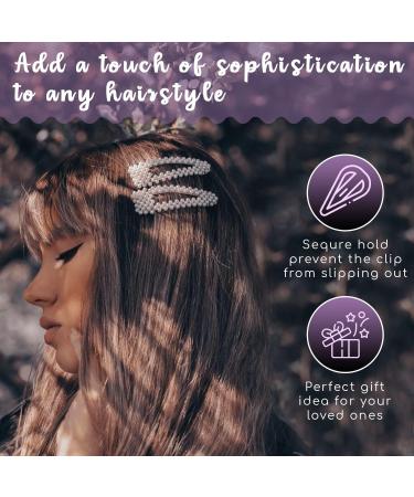 Glamza Pearl Hair Clips - Set of 3 Elegant and Stylish Barrettes for All Occasions - 8cm - Buy Online on GoSupps.com