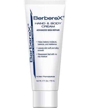 BerbereX Hand & Body Cream Advanced Skin Repair - Moisturizing Soothing Renewing Anti Aging Dry Cracked Hands Dry Skin Cracked Skin Scaly Skin Dry Elbows Sun Burn Eczema Psoriasis 4 oz