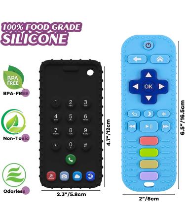 Teething Toys for Babies 2 Pack Baby Teething Toys Baby Toys 3-6 Months 6-12 Months Mobile Phone & Remote Control Teether for Baby Toddler Infant Baby Boy Girl Teether Chew Toys - Buy Online on GoSupps.com