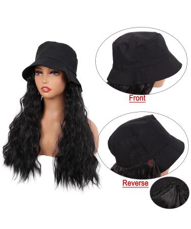 MapofBeauty 24 Inch Black Hat Wig - Long Wavy Curly Synthetic Daily Use Wig - Buy Online on GoSupps.com