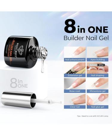 Modelones Builder Nail Gel Kit 8-in-one Clear Builder Gel with Mini LED Nail Lamp& Nail Forms Set Gel Top Coat Base Coat Hard Gel Builder for Nails Extension Strengthener Base Gel in a Bottle Clear Builder Gel Nail Kit - Buy Online on GoSupps.com