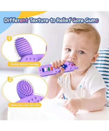 Scuwtocn Silicone Teether Toys | Remote Control Shape | Baby Teething Toy 6-12 Months | Textured & Flexible | Gum Soothing & Sensory | Purple - Buy Online on GoSupps.com