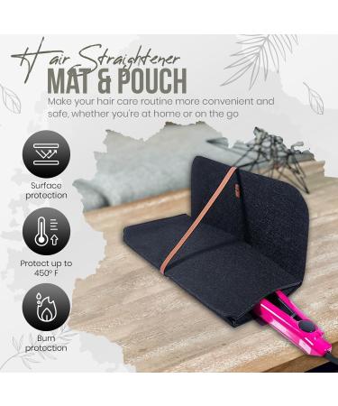 Glamza Hair Straightener Mat & Pouch - Made from Heat Resistant Safety Felt - Ideal for Home & Travel (Black (Pouchy)) - Buy Online on GoSupps.com