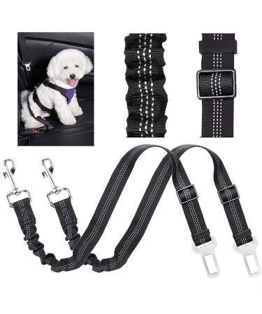 Corooci Dog Seatbelt 2 Pack Adjustable Pet Car Seat Belts Elastic Bungee Safety Belt Dog Harness Safety Leads Vehicle Traveling Leash for Dogs Cats in Car Trip Daily Use