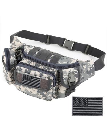 Tactical Fanny Packs Military Waist Bag Utility Hip Belt Bags for Hiking Climbing Fishing Cycling Hunting with U.S Patch (ACU) 1 Pack Z-ACU