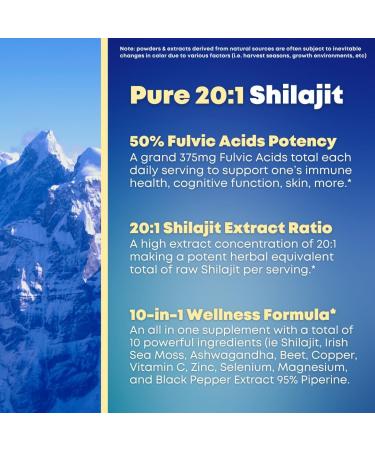 Shilajit Pure Himalayan Organic Capsules with Irish Sea Moss Ashwagandha Copper Beet Root - Fulvic Acid Trace Minerals Supplement for Men & Women - 90 Count Non-GMO Gluten-Free 90 Count (Pack of 1) - Buy Online on GoSupps.com