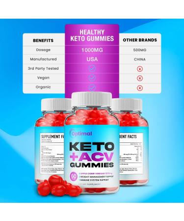 3 Pack Optimal Keto ACV Gummies - Advanced Keto Formula with Apple Cider Vinegar - B12 Beet Root Juice Dietary Supplement for Men and Women (180 Gummies) - Buy Online on GoSupps.com