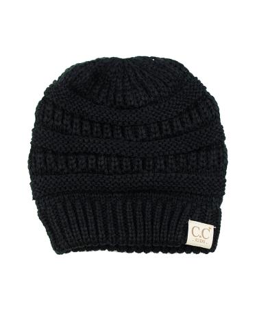 C.C Kids' Cute Warm and Comfy Children's Knit Ski Beanie Hat Black