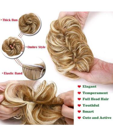 Real Fashion Hair Bun Extensions Messy Curly Hair Scrunchies Hairpieces Donut Updo Chignon Hair Piece for Women Girls Light Auburn to 26# Blonde - Buy Online on GoSupps.com