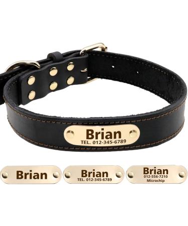Personalized Leather Dog Collar for Large Dogs - Engraved Name & Phone Number - Black XL | Tagme - Buy Online on GoSupps.com