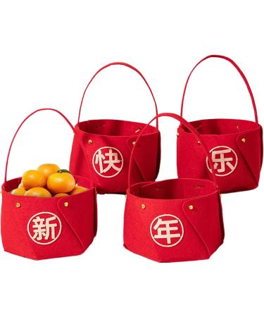 New Year Candy Basket - Festive Candy Gift Basket Non-Woven Fabric DIY Candy Basket Candy Tray for Home Kitchen New Year Jmedic - Buy Online on GoSupps.com