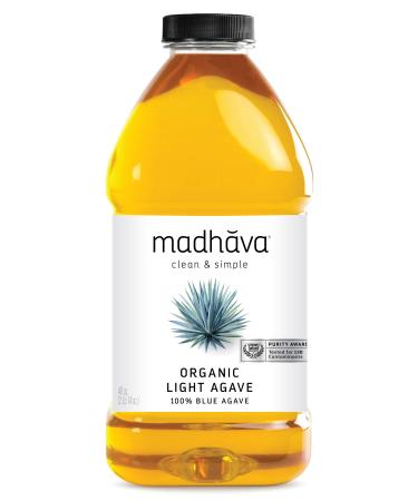 MADHAVA Organic Light Agave, 100% Pure Organic Blue Agave Nectar | Natural Sweetener, Sugar Alternative | Vegan | Organic | Non GMO | Liquid Sweetener, 46 Oz. (Pack of 2) 46 Ounce (Pack of 2)