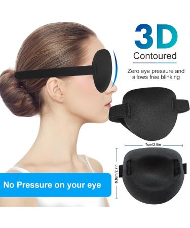 AMZVIO 2pcs 3D Eye Patches for Adults & Kids - Soft Medical Eyepatch for Amblyopia & Lazy Eye Right & Left Eye Black - Buy Online on GoSupps.com