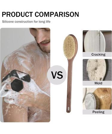 Silicone Exfoliating Body Scrubber with Storage Hooks - No-Slip Handle - Bath Accessories - Black - Buy Online on GoSupps.com