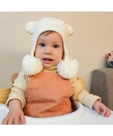 KAKU NANU Toddler Winter Hat with Double Pom Pom, Fleece Lined Beanie | 1-2 Years, Off-white - Buy Online on GoSupps.com