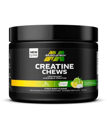 MuscleTech Creatine Chews Citrus Burst Flavor 90 Count 30 Day Delivery Convenient chewable creatine Post Workout Gym Supplement for Men & Women