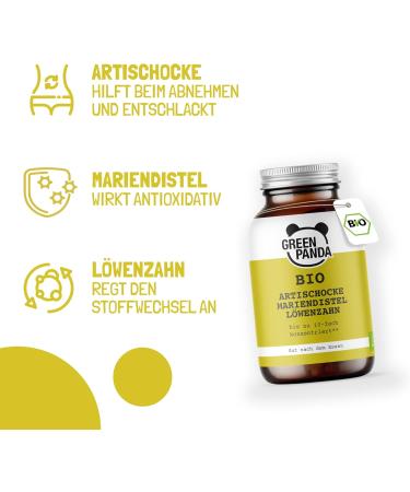 Green Panda Organic Artichoke Capsules - 120 Vegan Capsules with Dandelion & Milk Thistle - 10x Artichoke Extract in Glass Container. - Buy Online on GoSupps.com