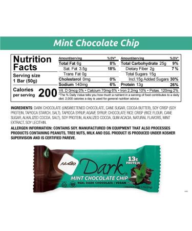 NuGo Dark Variety - Chocolate Pretzel 12 Bars & Mint Chocolate Chip 12 Bars 12-13g Protein Vegan Gluten Free Non-GMO Kosher Pareve 24 Count Chocolate Pretzel & Mint Chocolate Chip 24 Count (Pack of 1) - Buy Online on GoSupps.com