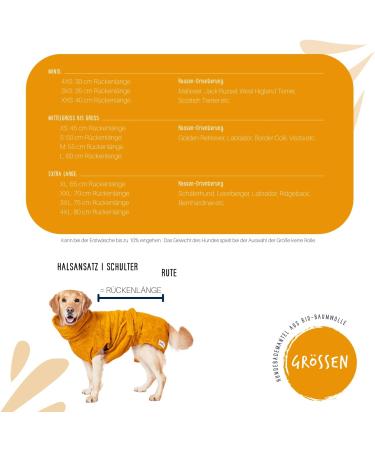 Lills Dog Bathrobe - 100% Organic Cotton Amber Yellow Size S (50 cm Back Length) - Eco-Friendly Pet Apparel - Buy Online on GoSupps.com