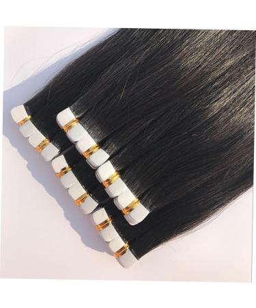 POPETPOP Real Hair Wig Straight Hair Extensions Tape in Hair Seamless Hair Extention Human Hair Wigs Invisible Hair Weaving medium Black - Buy Online on GoSupps.com