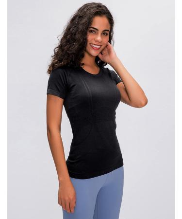 Luyaa Women's Long Sleeve Workout Top | Breathable Athletic Shirt for Yoga & Gym | Slim Fit Black XS - Buy Online on GoSupps.com