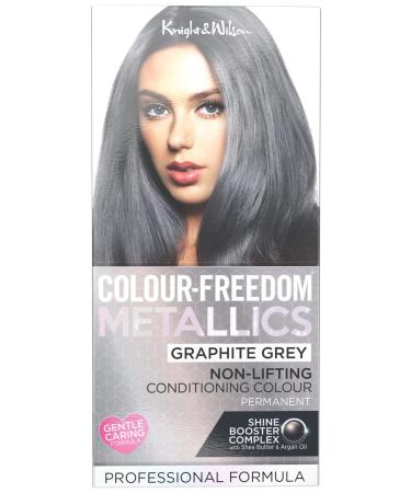 Colour Freedom Metallic Permanent Graphite Grey Conditioning Hair Dye. Infused with Shea Butter and Argan Oil for Ultra Glossy Conditioned Hair. 100% grey coverage. By Knight & Wilson. Graphite Grey 1 Count (Pack of 1)