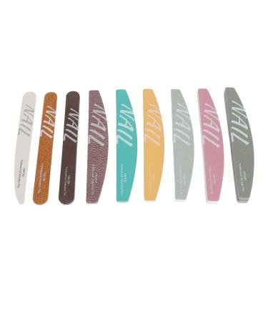 9 Piece Nail File Set Professional Washable Nail Buffer Set with Different Shape Gel Nail File Kit Manicure Tool for Home Salon