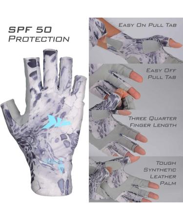 KastKing Sol Armis Sun Gloves UPF50+ - Silver Mist Prym1, Large-X-Large | UV Protection for Outdoor Fishing, Kayaking, Rowing - Buy Online on GoSupps.com