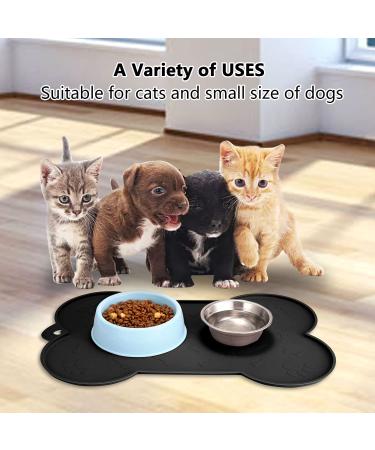 Dog Bowl Mat - Silicone Pet Mat for Food and Water - Waterproof Feeding Tray with Lip - Dark Grey - 17.7 x 11.8 - Buy Online on GoSupps.com