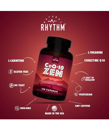 Natural Rhythm CoQ10-ZEN: Coenzyme Q10 L-Carnitine & L-Theanine - 30 Capsules for Energy & Relaxation - International Shipping Available - Buy Online on GoSupps.com