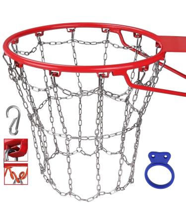 Dakzhou Basketball net, 304 Stainless Steel Chain Braided, Permanent Rust Proof (12 Links), Quick Installation.