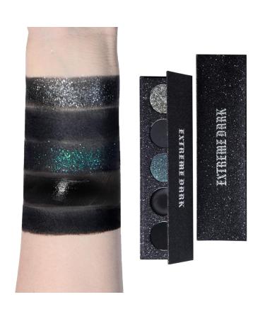 LXZJJM Smoky Eye Shadow Palette Extreme Darkness Eyeshadow Palette High Pigment Dark Shades In Black Grey And Silver Long-Lasting 5 Colors