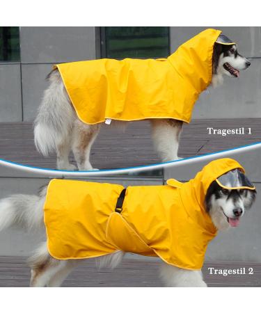 Buy Wufanc Yellow Raincoat Dog - Waterproof Jacket with Transparent Hood for All Dog Sizes (7XL) - Buy Online on GoSupps.com