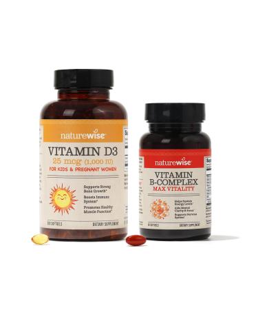 NatureWise Vitamin D3 1000iu and Vitamin B Complex for Cellular Energy Mental Clarity Immune & Muscle Support - 360 Count