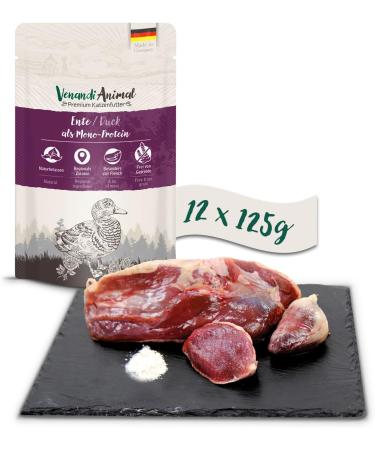 Venandi Animal Premium Duck Wet Cat Food - Grain-Free Monoprotein 12 Pack (12 x 125g) - Healthy Nutrition for Cats - Buy Online on GoSupps.com